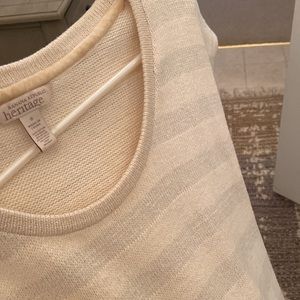 Banana Republic Heritage silver and cream striped sweater dress